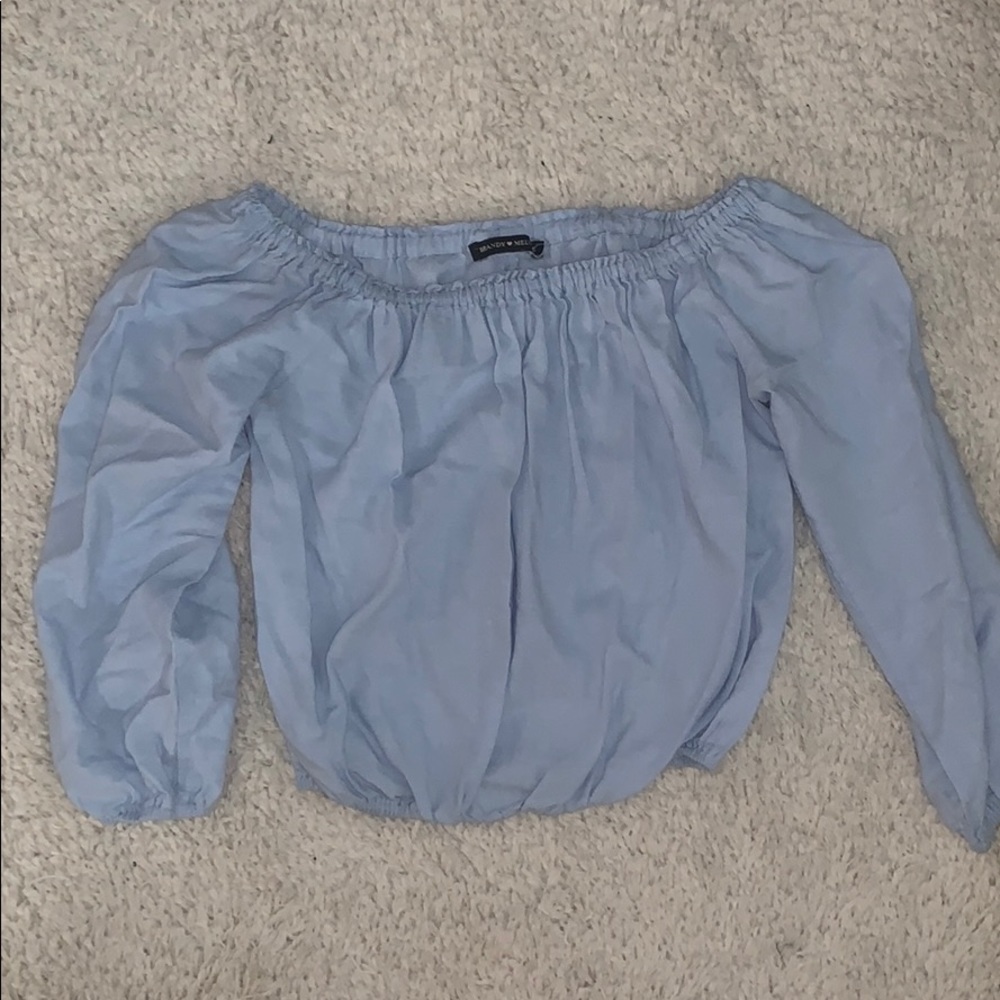 Brandy Melville off-the-shoulder baby blue crop